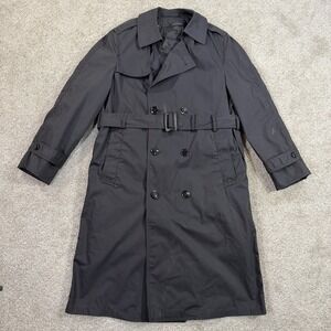 US Army All Weather Trench Coat 36S Black Military Issue DSCP Belted With Liner
